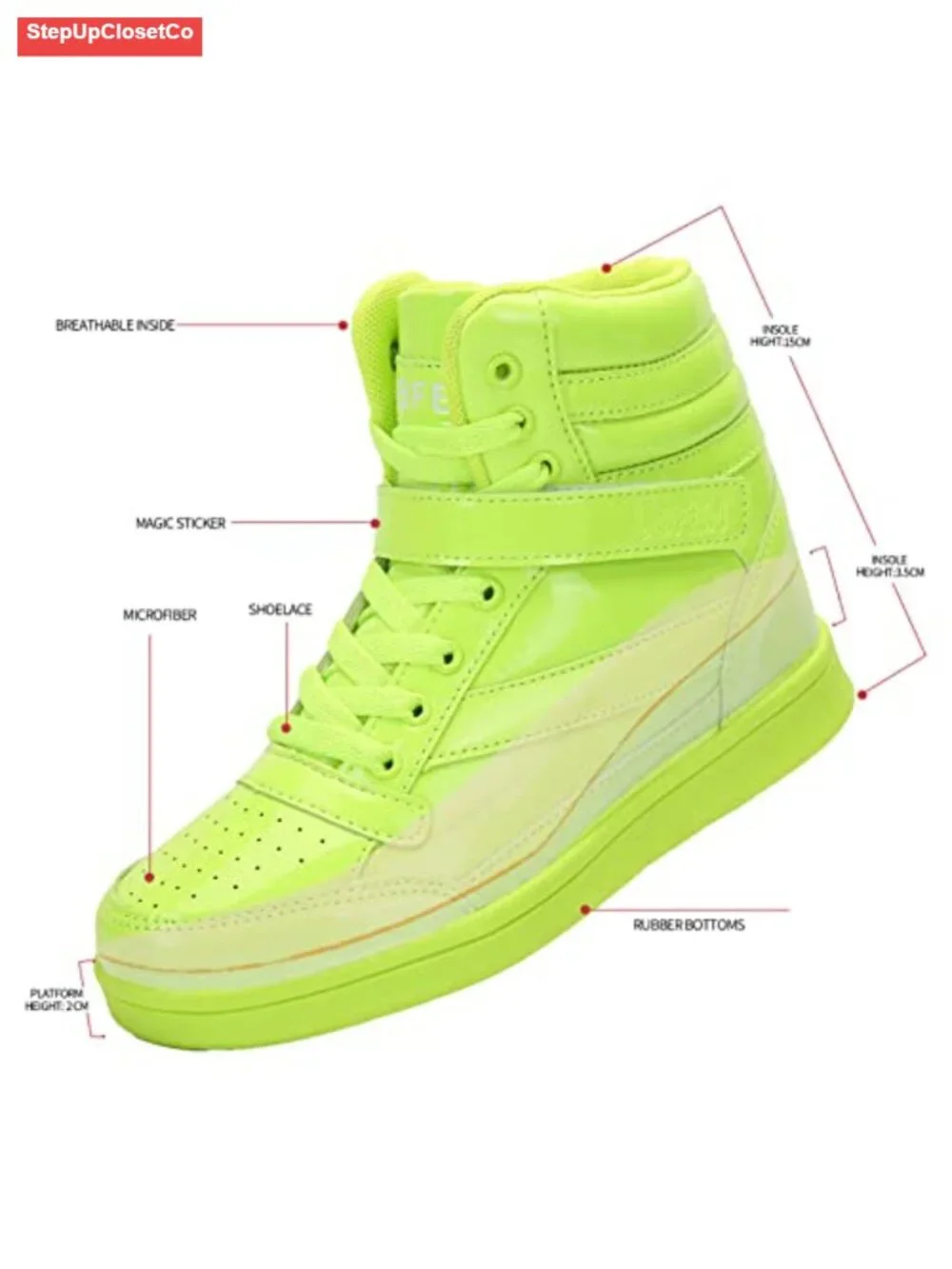 Retro High Top Sneakers Hidden Wedge Heels Lace Up Ankle Support Women's Shoes